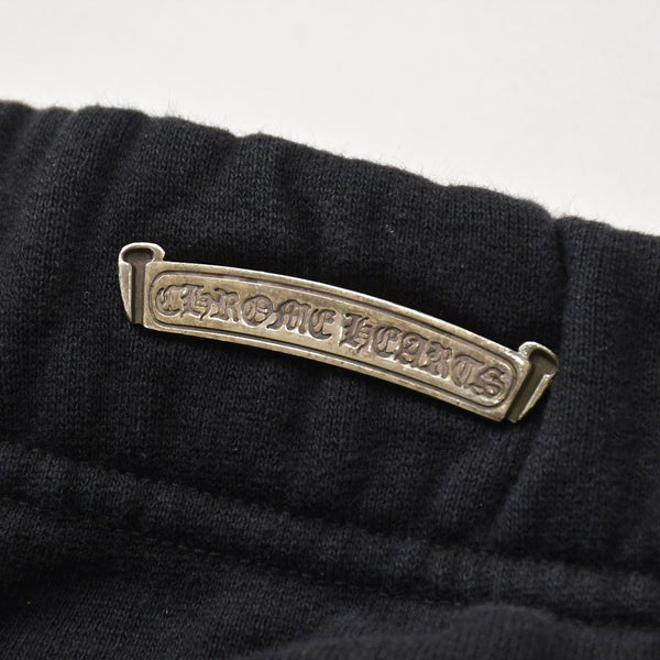 極美品 CHROME HEARTS クロムハーツ SAILIN Y NOT SWEAT PANTS トリプルクロス セメタリークロス スクロールラベル Mサイズ ブラック 中古 4a008133