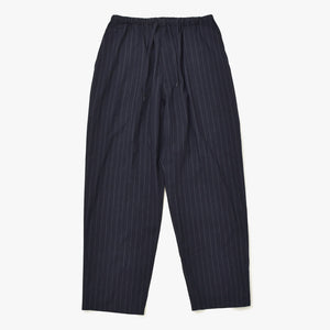 Very Good Condition COMOLI Wool Striped Drawstring Pants X01-03026 1 Size Navy Wool Easy Pants Used 4a008152