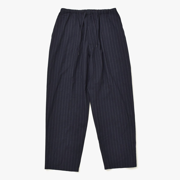 Very Good Condition COMOLI Wool Striped Drawstring Pants X01-03026 1 Size Navy Wool Easy Pants Used 4a008152