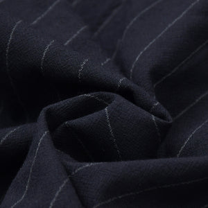 Very Good Condition COMOLI Wool Striped Drawstring Pants X01-03026 1 Size Navy Wool Easy Pants Used 4a008152