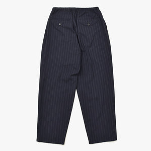 Very Good Condition COMOLI Wool Striped Drawstring Pants X01-03026 1 Size Navy Wool Easy Pants Used 4a008152