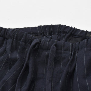 Very Good Condition COMOLI Wool Striped Drawstring Pants X01-03026 1 Size Navy Wool Easy Pants Used 4a008152