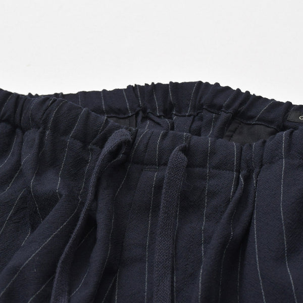 Very Good Condition COMOLI Wool Striped Drawstring Pants X01-03026 1 Size Navy Wool Easy Pants Used 4a008152