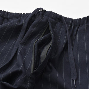 Very Good Condition COMOLI Wool Striped Drawstring Pants X01-03026 1 Size Navy Wool Easy Pants Used 4a008152
