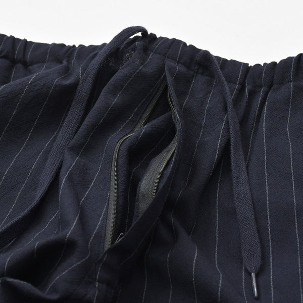 Very Good Condition COMOLI Wool Striped Drawstring Pants X01-03026 1 Size Navy Wool Easy Pants Used 4a008152