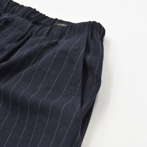 Very Good Condition COMOLI Wool Striped Drawstring Pants X01-03026 1 Size Navy Wool Easy Pants Used 4a008152
