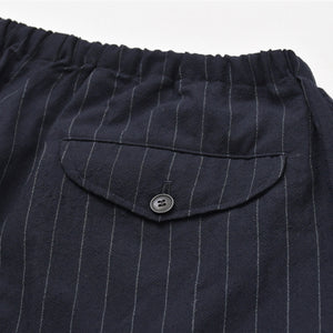 Very Good Condition COMOLI Wool Striped Drawstring Pants X01-03026 1 Size Navy Wool Easy Pants Used 4a008152