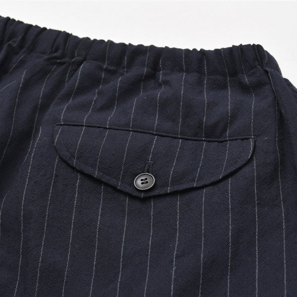 Very Good Condition COMOLI Wool Striped Drawstring Pants X01-03026 1 Size Navy Wool Easy Pants Used 4a008152