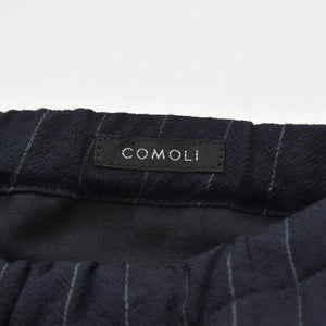 Very Good Condition COMOLI Wool Striped Drawstring Pants X01-03026 1 Size Navy Wool Easy Pants Used 4a008152