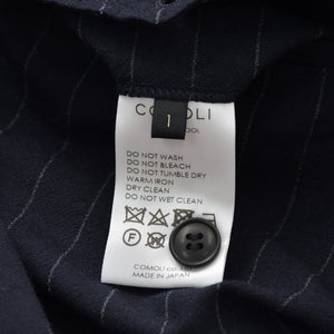 Very Good Condition COMOLI Wool Striped Drawstring Pants X01-03026 1 Size Navy Wool Easy Pants Used 4a008152
