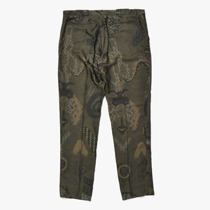 極美品 ETRO エトロ スラックスパンツ ペイズリー柄 161-1W117-4112 イタリア製 レーヨン シルク カーキ サイズ52 中古 4a008155
