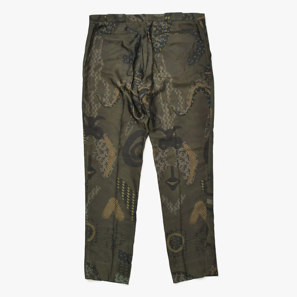極美品 ETRO エトロ スラックスパンツ ペイズリー柄 161-1W117-4112 イタリア製 レーヨン シルク カーキ サイズ52 中古 4a008155