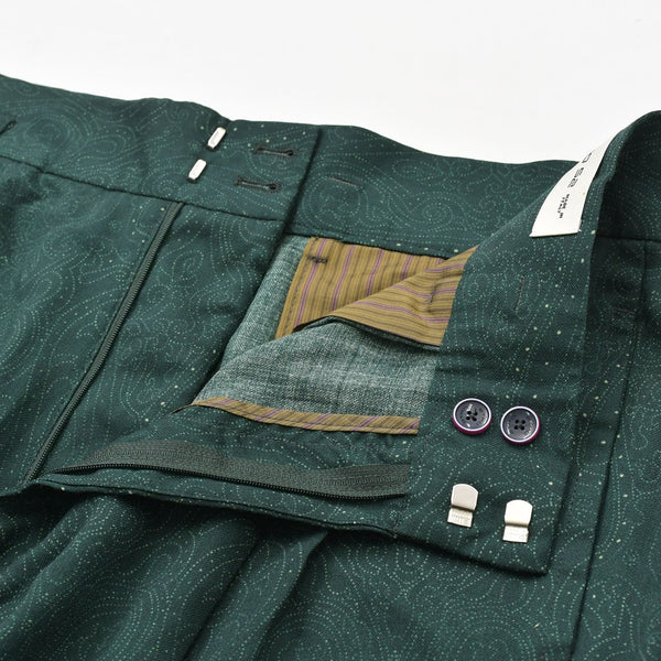 Excellent condition ETRO paisley pattern slacks pants U18 1W512 4192 Wool Acetate Rayon Green Size 52 Used 4a008156