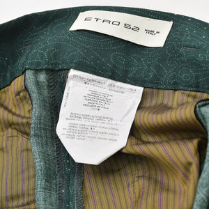 Excellent condition ETRO paisley pattern slacks pants U18 1W512 4192 Wool Acetate Rayon Green Size 52 Used 4a008156