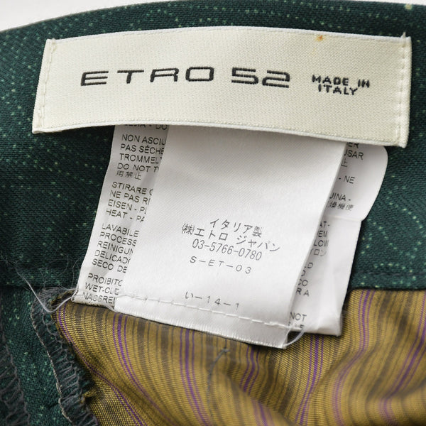 Excellent condition ETRO paisley pattern slacks pants U18 1W512 4192 Wool Acetate Rayon Green Size 52 Used 4a008156