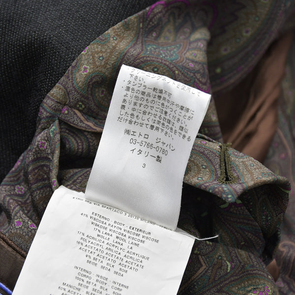 極美品 ETRO ロングコート コート 122-1085N-5086 ブラック グレー ベージュ Fall 2012 中古 4a008158