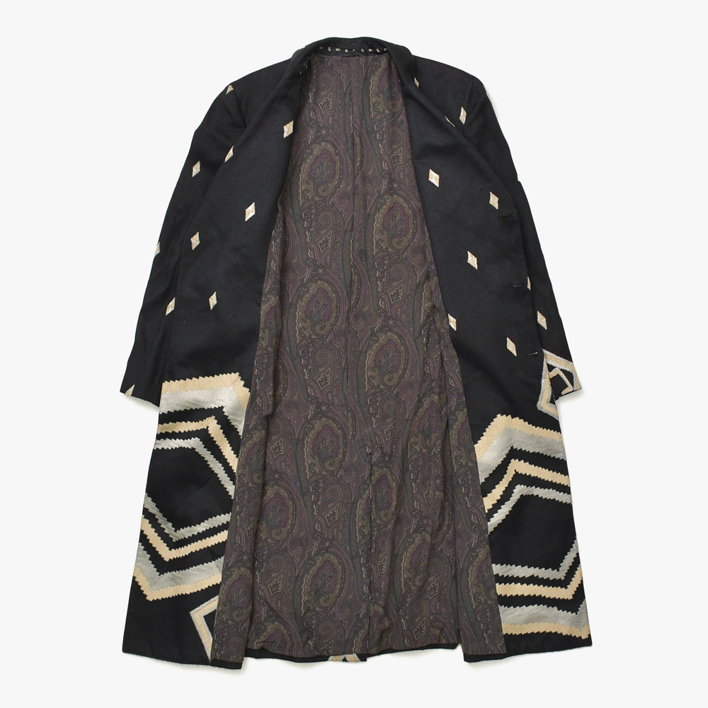 極美品 ETRO ロングコート コート 122-1085N-5086 ブラック グレー ベージュ Fall 2012 中古 4a008158