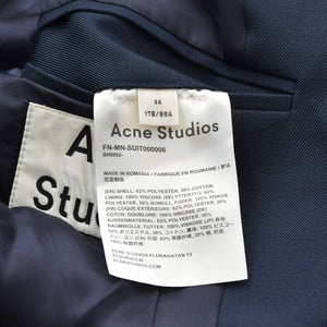 極美品 Acne Studios アクネストゥディオス セットアップ スーツ サイズ44 FN-MN-SUIT000006 ボトムス サイズ46 FN-MN-TROU000003 ネイビー 中古 4a008160
