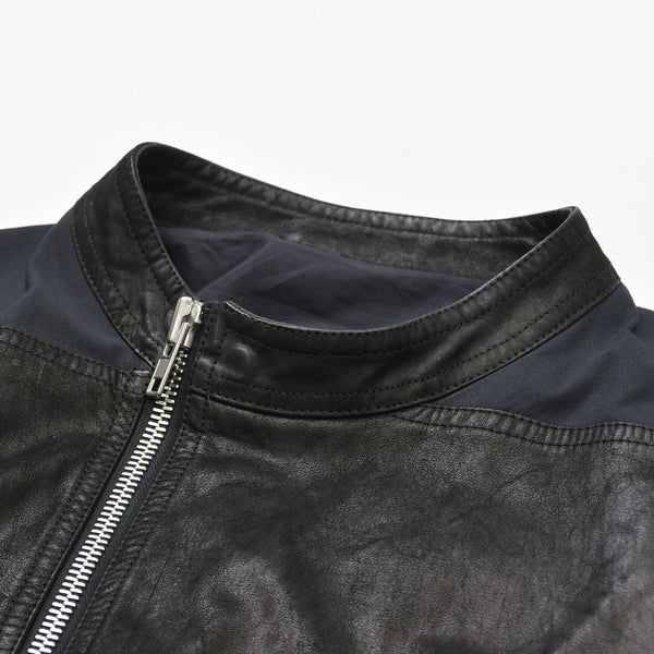 Very Good Condition Rick Owens Leather Jacket Zip Jacket Jacket Black Silver Hardware Used 4a008162