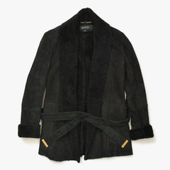 極美品 GUCCI グッチ ムートンコート ジャケット 325349 イタリア製 ジープスキン ブラック ゴールド金具 サイズ36 中古 4a008304