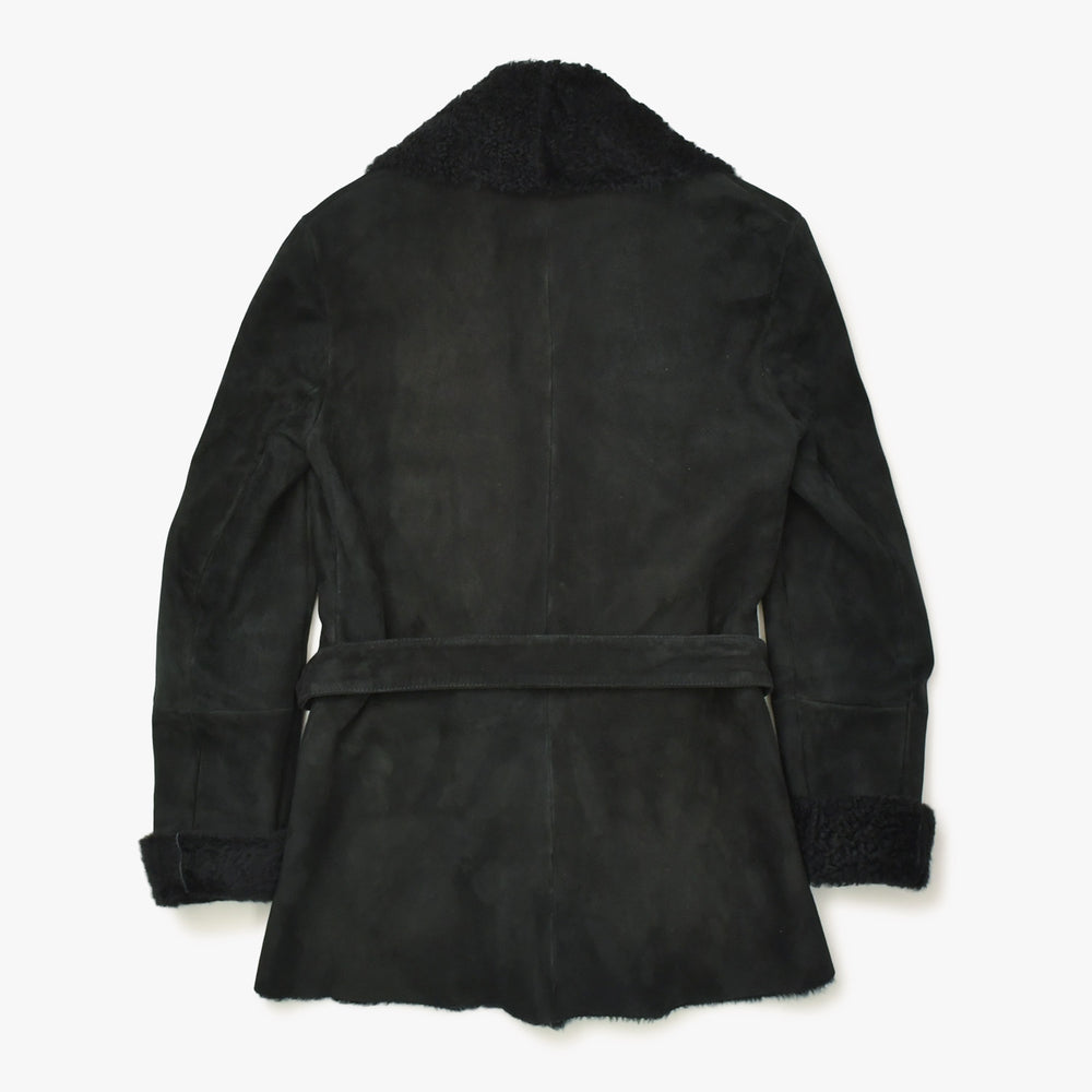 Very good condition GUCCI Gucci shearling coat jacket 325349 Made in Italy Jeepskin Black Gold hardware Size 36 Used 4a008304