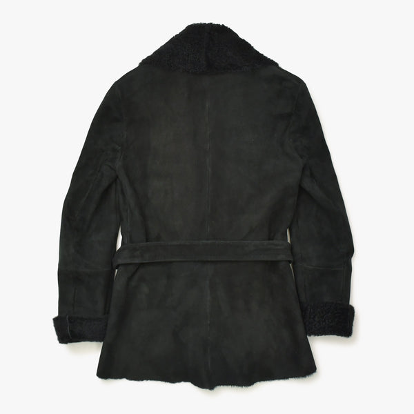 極美品 GUCCI グッチ ムートンコート ジャケット 325349 イタリア製 ジープスキン ブラック ゴールド金具 サイズ36 中古 4a008304