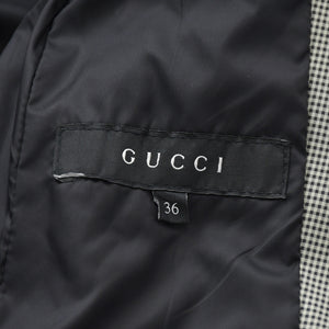 極美品 GUCCI グッチ ファー付きライダースブルゾン 221876 ZU708 36サイズ カーキ ブラウン 千鳥格子柄 ジャンニーニ期 ゴールド金具 中古 4a008305