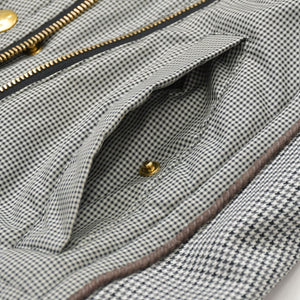 極美品 GUCCI グッチ ファー付きライダースブルゾン 221876 ZU708 36サイズ カーキ ブラウン 千鳥格子柄 ジャンニーニ期 ゴールド金具 中古 4a008305