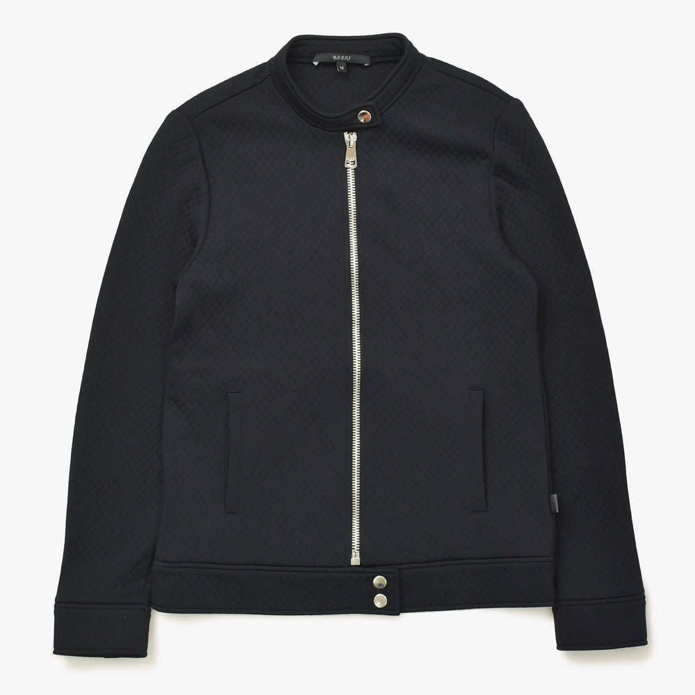 Very Good Condition GUCCI Gucci Quilted Single Riders Style Stand Collar Jacket 355490 X6409 M Size Tom Ford Period Silver Hardware Used 4a008308