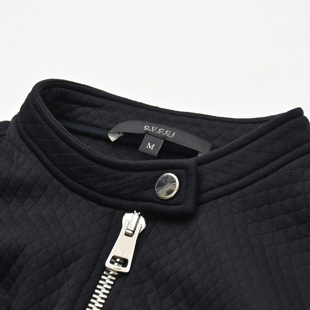 Very Good Condition GUCCI Gucci Quilted Single Riders Style Stand Collar Jacket 355490 X6409 M Size Tom Ford Period Silver Hardware Used 4a008308
