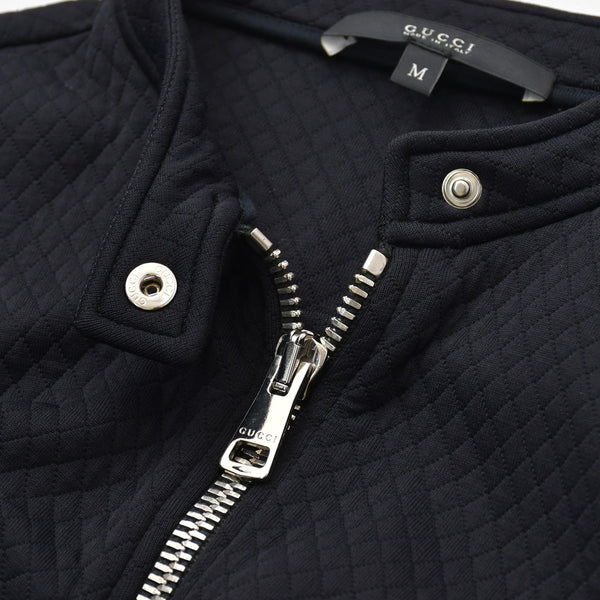 極美品 GUCCI グッチ キルティングシングル ライダース風 スタンドカラージャケット 355490 X6409 Mサイズ トムフォード期 シルバー金具 中古 4a008308