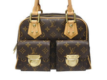 Load image into Gallery viewer, 極美品 LOUIS VUITTON ルイヴィトン マンハッタンPM ハンドバッグ M40026 PVC ヌメ革 ブラウン ゴールド金具 中古 4b008402