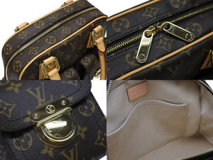 極美品 LOUIS VUITTON ルイヴィトン マンハッタンPM ハンドバッグ M40026 PVC ヌメ革 ブラウン ゴールド金具 中古 4b008402