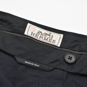 新品同様品 HERMES エルメス パンツ ボトムス ブラック ネイビー コットン サイズ42 イタリア製 中古 4a008405