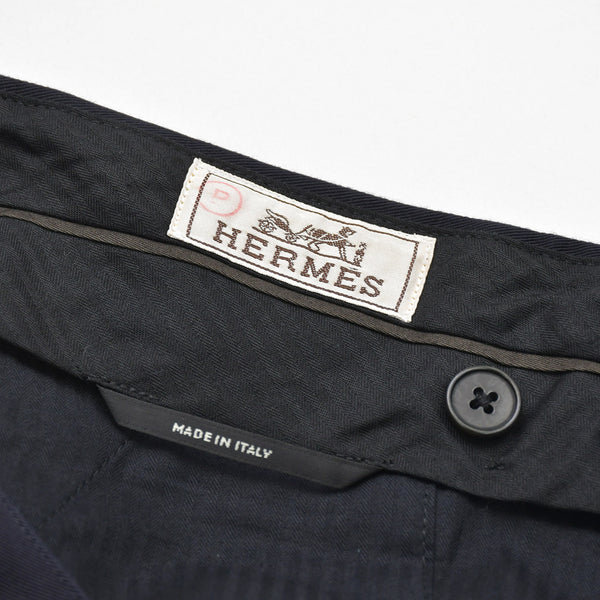 新品同様品 HERMES エルメス パンツ ボトムス ブラック ネイビー コットン サイズ42 イタリア製 中古 4a008405
