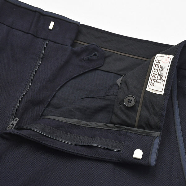新品同様品 HERMES エルメス パンツ ボトムス ブラック ネイビー コットン サイズ42 イタリア製 中古 4a008405