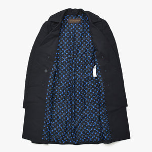 極美品 LOUIS VUITTON ルイヴィトン トレンチコート モノグラムパターン ブラック ブルー アウター ウール シルク サンプル品 中古 4a008412