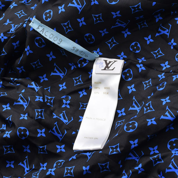 極美品 LOUIS VUITTON ルイヴィトン トレンチコート モノグラムパターン ブラック ブルー アウター ウール シルク サンプル品 中古 4a008412