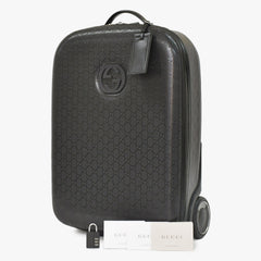 極美品 GUCCI グッチ スーツケース キャリーケース 旅行バッグ ブラック シルバー金具 189754 PVC 中古 4a008417