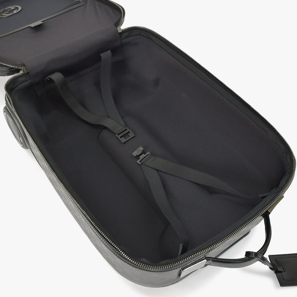 極美品 GUCCI グッチ スーツケース キャリーケース 旅行バッグ ブラック シルバー金具 189754 PVC 中古 4a008417