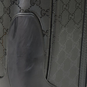 極美品 GUCCI グッチ スーツケース キャリーケース 旅行バッグ ブラック シルバー金具 189754 PVC 中古 4a008417