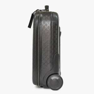 極美品 GUCCI グッチ スーツケース キャリーケース 旅行バッグ ブラック シルバー金具 189754 PVC 中古 4a008417