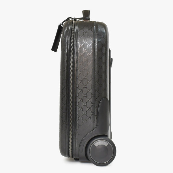 極美品 GUCCI グッチ スーツケース キャリーケース 旅行バッグ ブラック シルバー金具 189754 PVC 中古 4a008417