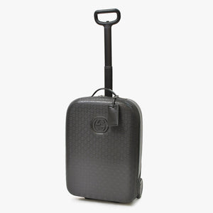 極美品 GUCCI グッチ スーツケース キャリーケース 旅行バッグ ブラック シルバー金具 189754 PVC 中古 4a008417