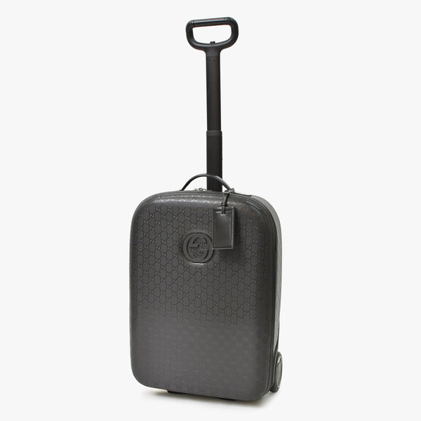 極美品 GUCCI グッチ スーツケース キャリーケース 旅行バッグ ブラック シルバー金具 189754 PVC 中古 4a008417