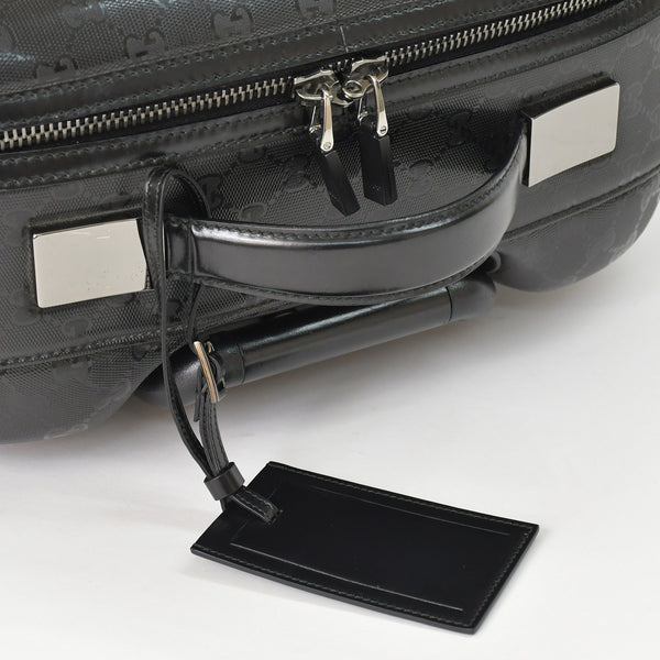 極美品 GUCCI グッチ スーツケース キャリーケース 旅行バッグ ブラック シルバー金具 189754 PVC 中古 4a008417