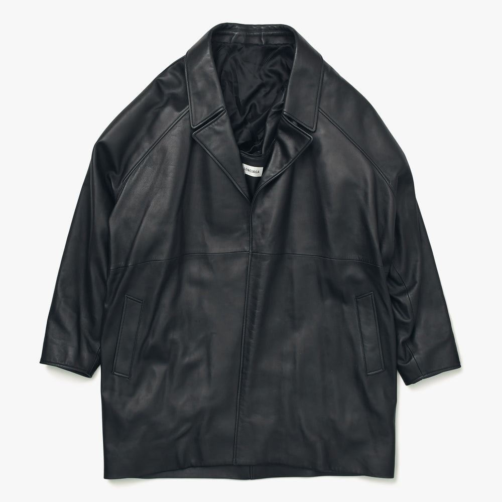 BALENCIAGA Leather coat jacket 640982 Size 36 20AW Black Lambskin Good Condition Used 4a008539