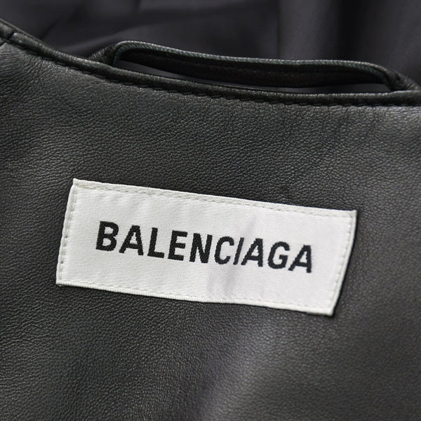 BALENCIAGA バレンシアガ レザー コート ジャケット 640982 サイズ36 20AW ブラック ラムスキン 美品 中古 4a008539