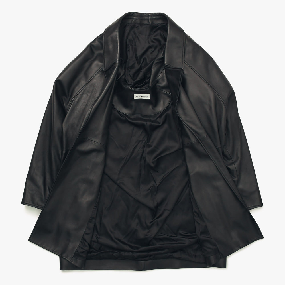 BALENCIAGA バレンシアガ レザー コート ジャケット 640982 サイズ36 20AW ブラック ラムスキン 美品 中古 4a008539