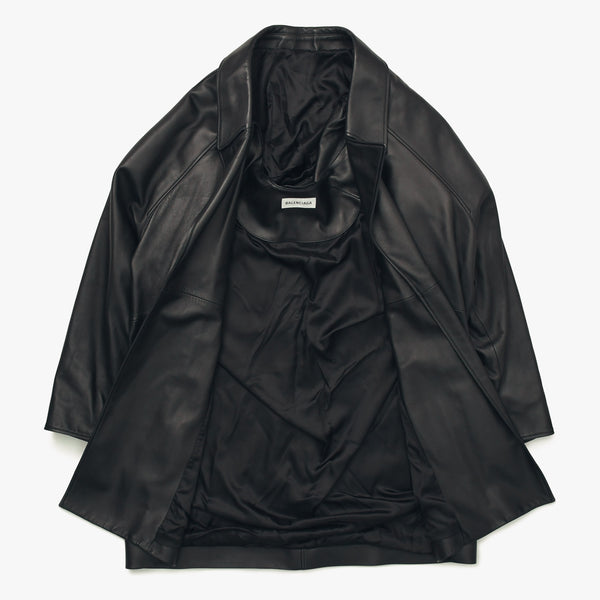 BALENCIAGA バレンシアガ レザー コート ジャケット 640982 サイズ36 20AW ブラック ラムスキン 美品 中古 4a008539